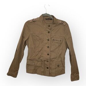 Baccini Khaki Utility Field Jacket Classic Preppy Equestrian Petite Medium